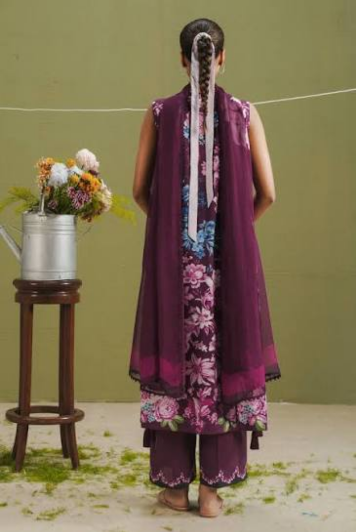 Zara Shahjahan- Stitched Embroidered Lawn 3 Piece Suit -ZS-L