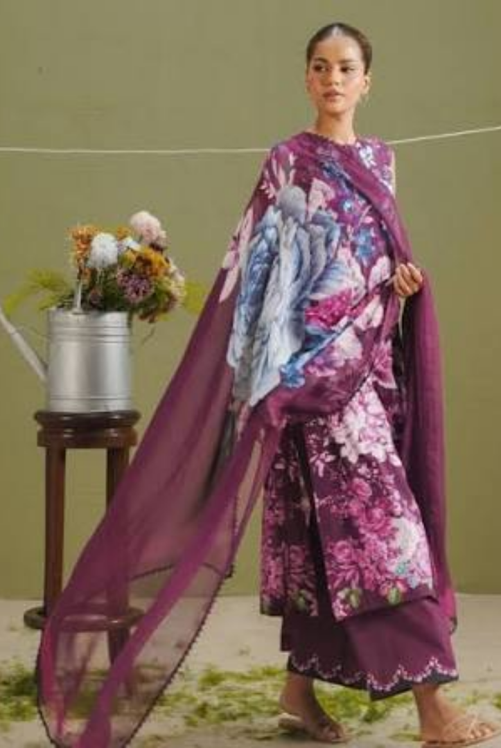 Zara Shahjahan- Stitched Embroidered Lawn 3 Piece Suit -ZS-L