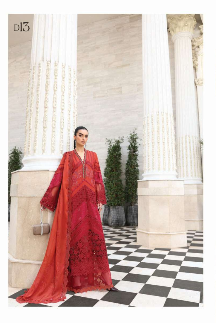 Maria B - Luxury Stitched Embroidered Lawn 3 Piece Suit-MBLL-D13