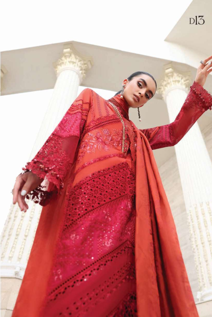 Maria B - Luxury Stitched Embroidered Lawn 3 Piece Suit-MBLL-D13