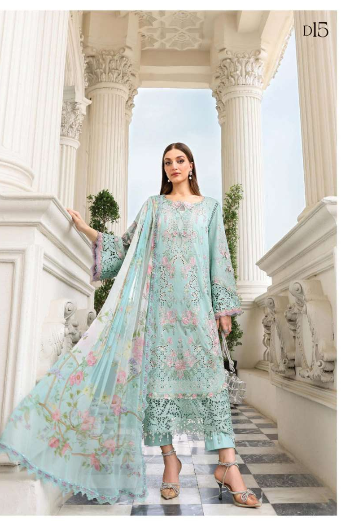 Maria B - Luxury Stitched Embroidered Lawn 3 Piece Suit-MBLL-D15