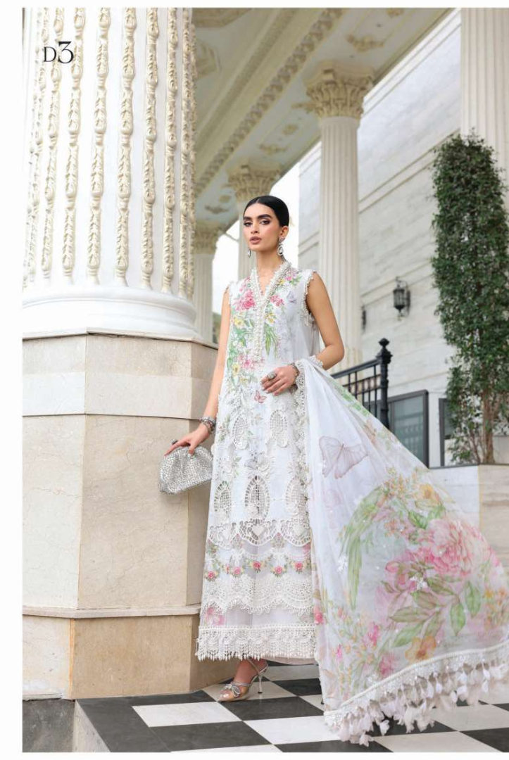 Maria B - Luxury Stitched Embroidered Lawn 3 Piece Suit-MBLL-D2