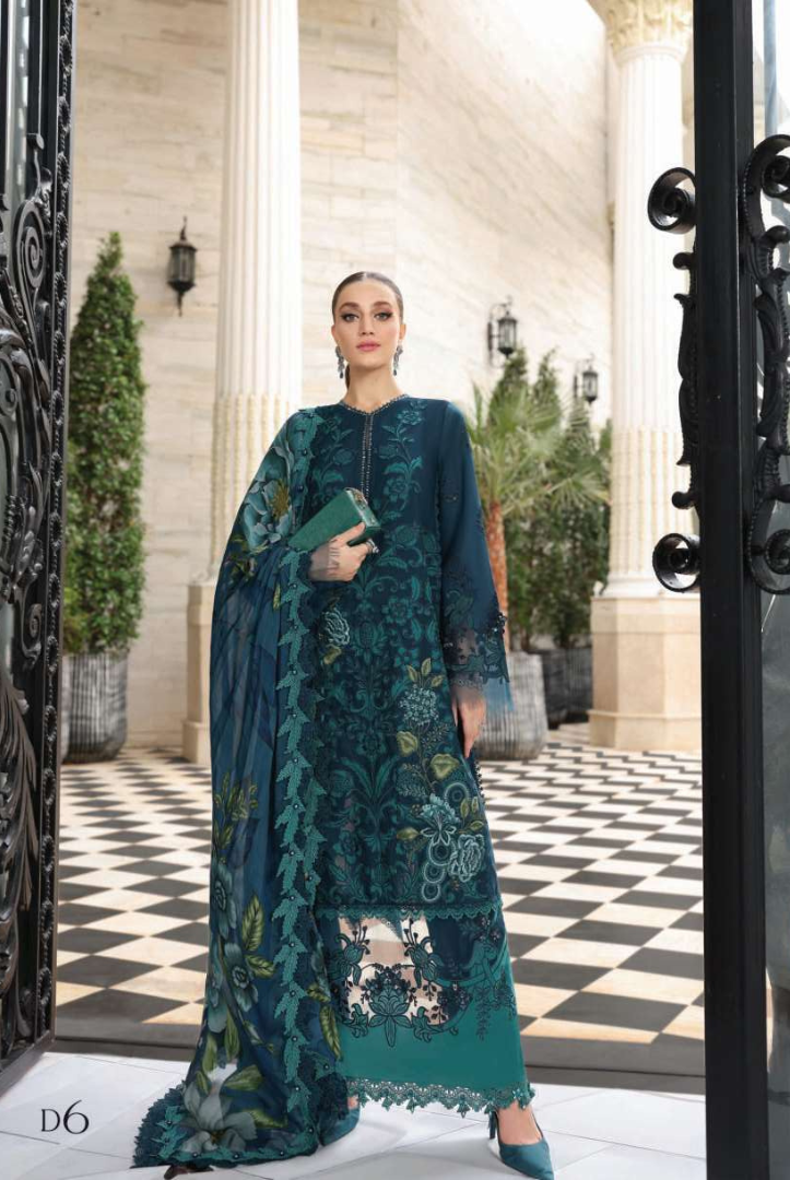 Maria B - Luxury Stitched Embroidered Lawn 3 Piece Suit-MBLL-D6