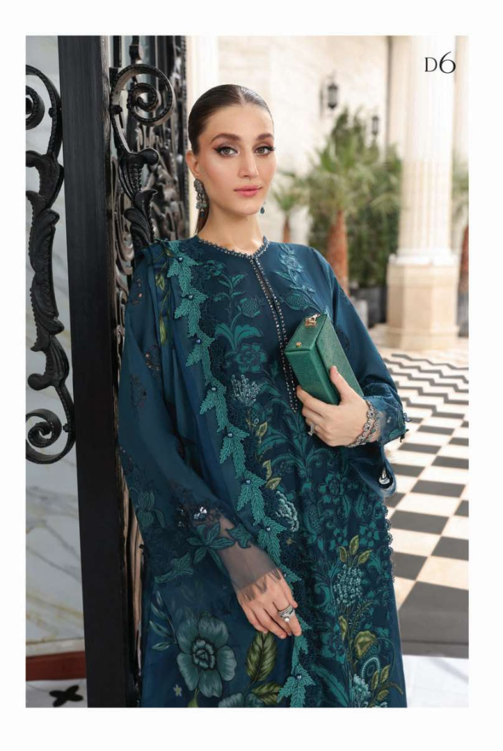 Maria B - Luxury Stitched Embroidered Lawn 3 Piece Suit-MBLL-D6