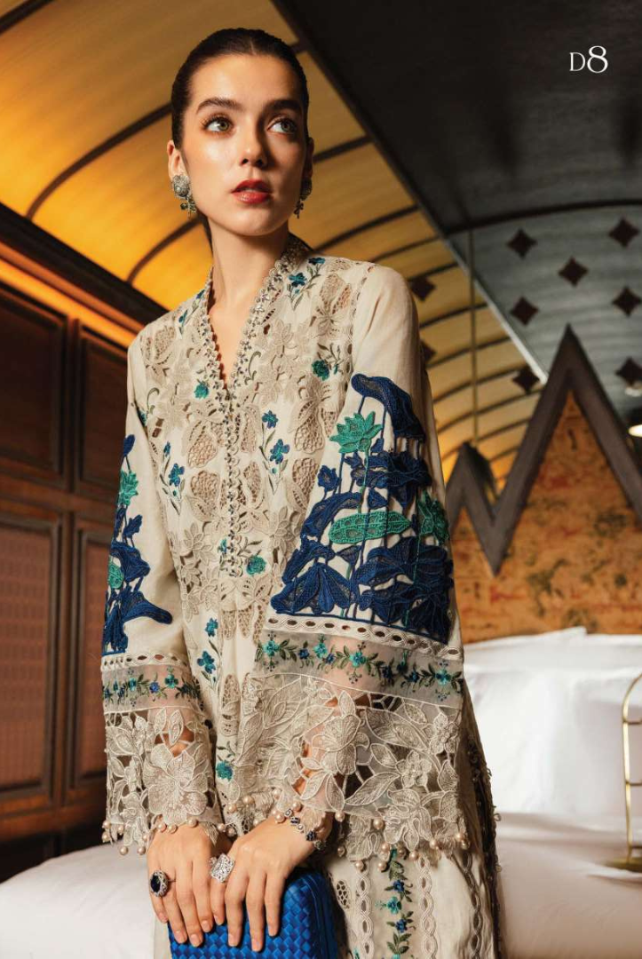 Maria B - Luxury Stitched Embroidered Lawn 3 Piece Suit-MBLL-D8