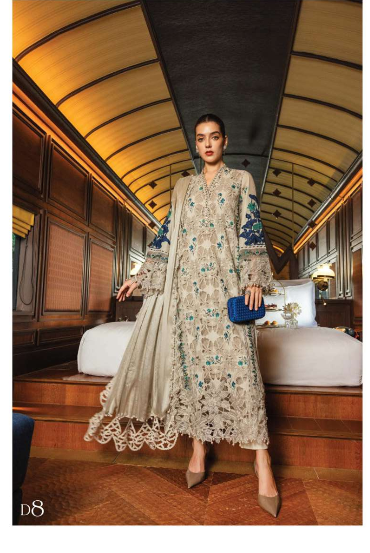 Maria B - Luxury Stitched Embroidered Lawn 3 Piece Suit-MBLL-D8