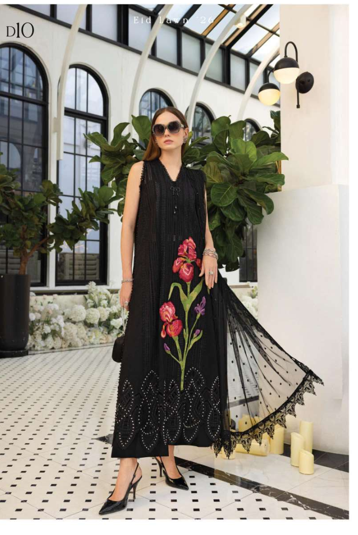 Maria B - Luxury Stitched Embroidered Lawn 3 Piece Suit-MBLL-DIO